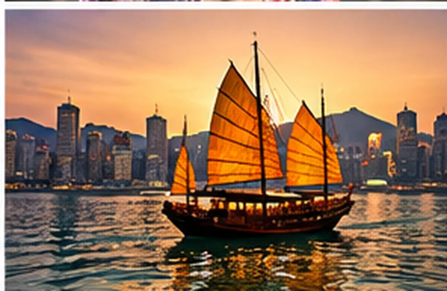 Junco tradicional en la bahía de Hong Kong