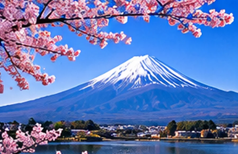 Monte Fuji con cerezos en flor